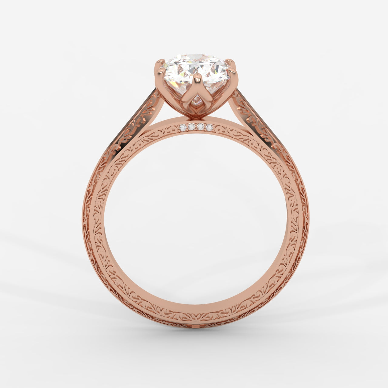 Ayesha Vintage Tulip Solitaire Ring - Oval