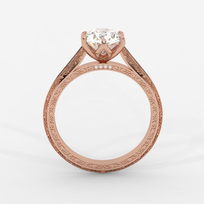 Ayesha Vintage Tulip Solitaire Ring - Oval