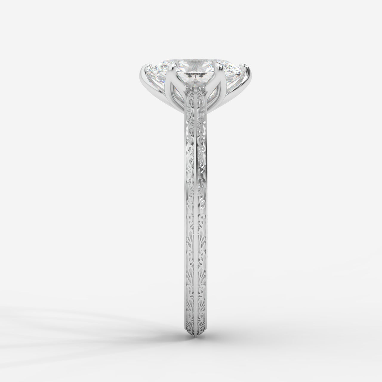 Ayesha Vintage Tulip Solitaire Ring - Oval