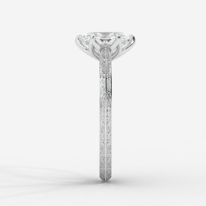 Ayesha Vintage Tulip Solitaire Ring - Oval