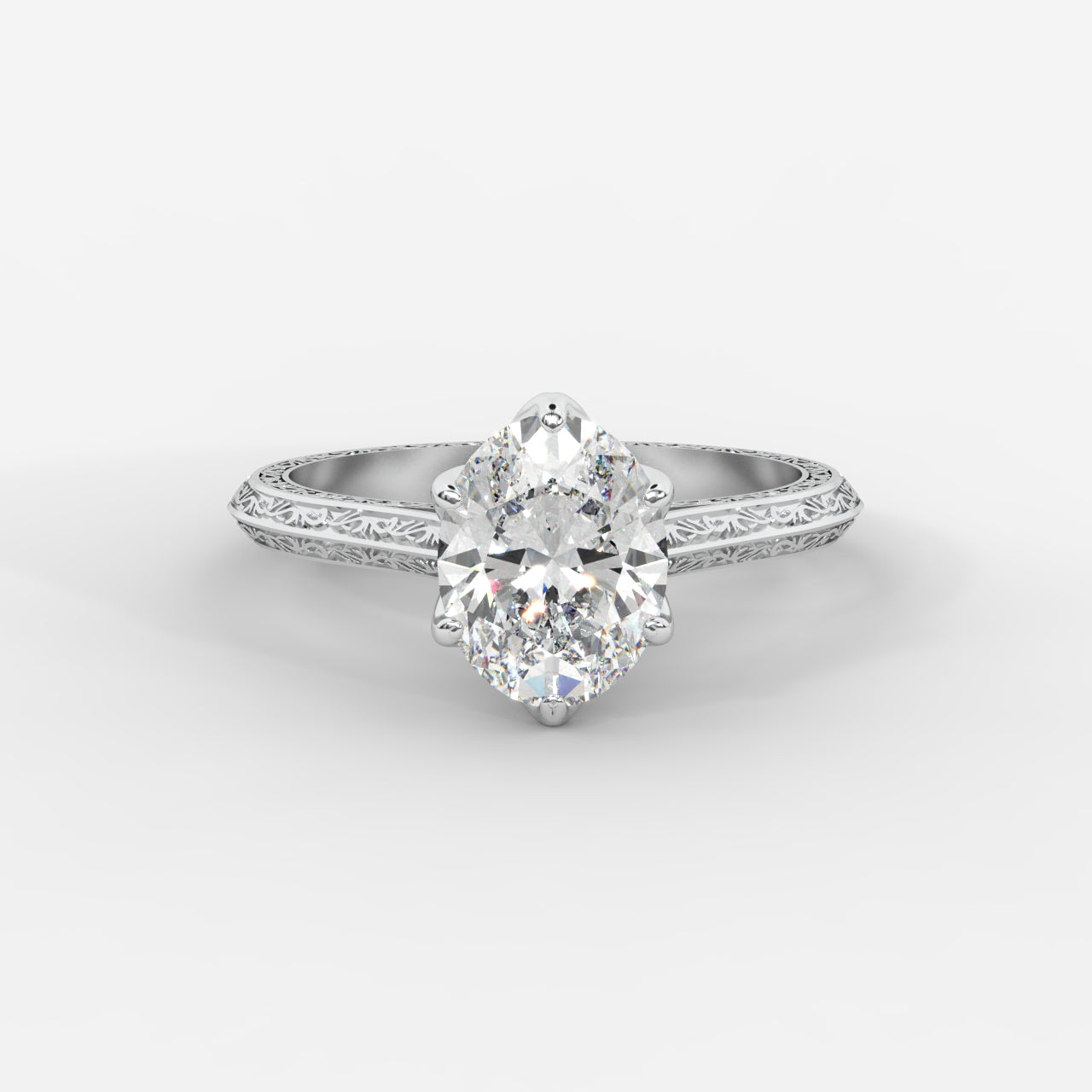 Ayesha Vintage Tulip Solitaire Ring - Oval