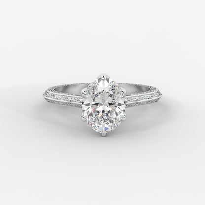 Ayesha Vintage Tulip Solitaire Ring - Oval