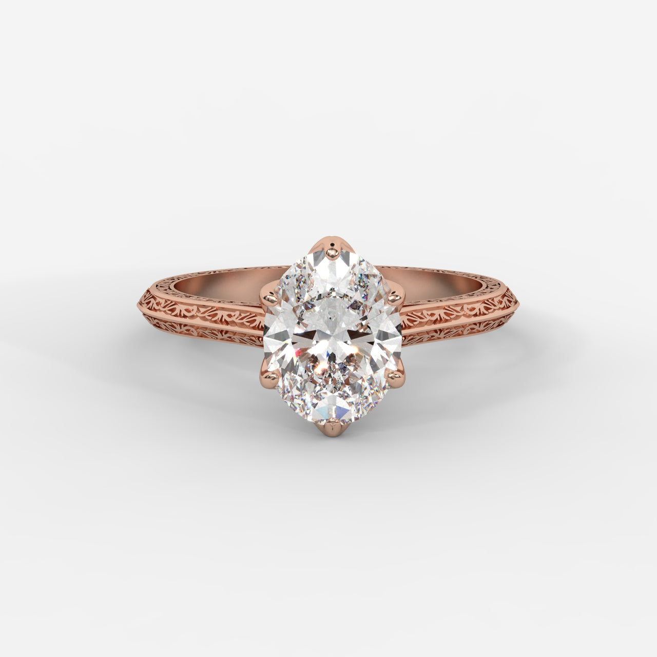 Ayesha Vintage Tulip Solitaire Ring - Oval