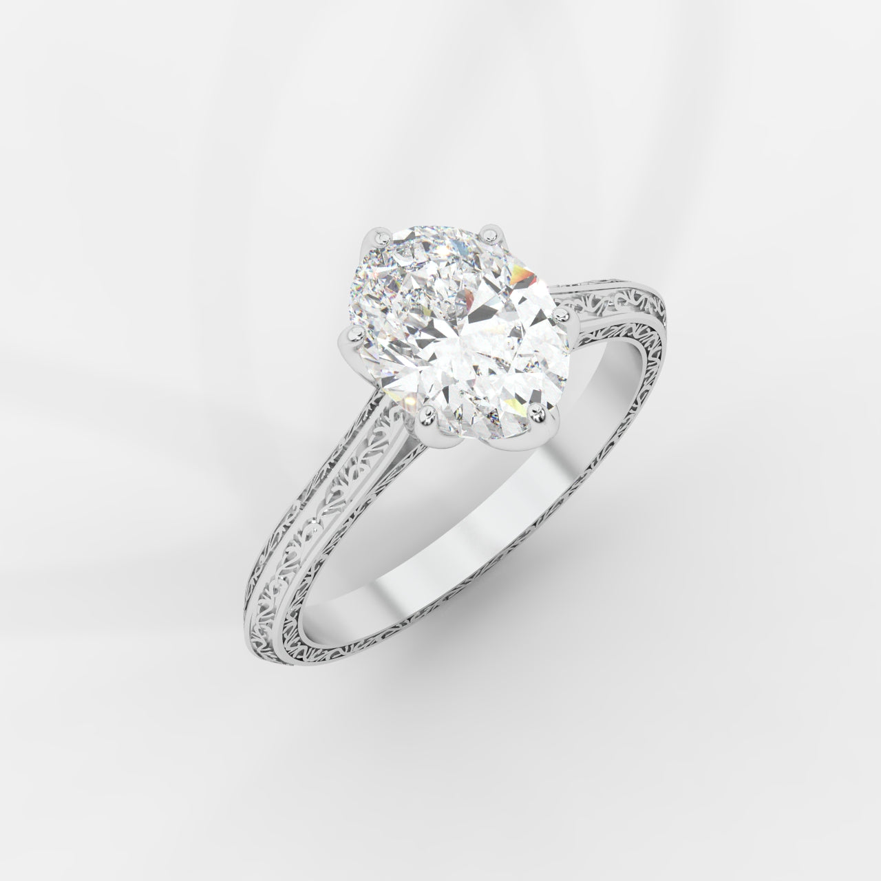 Ayesha Vintage Tulip Solitaire Ring - Oval