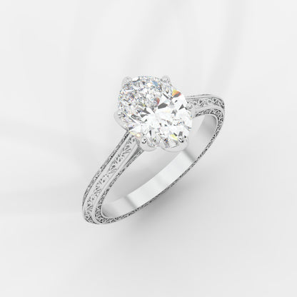 Ayesha Vintage Tulip Solitaire Ring - Oval