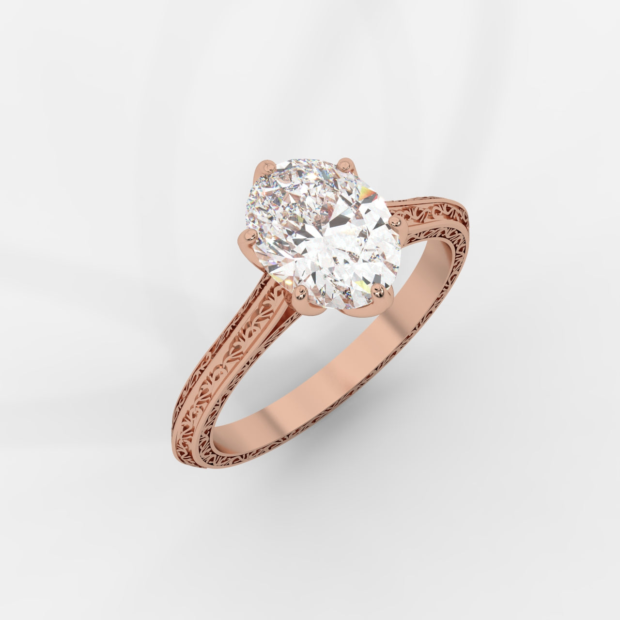 Ayesha Vintage Tulip Solitaire Ring - Oval