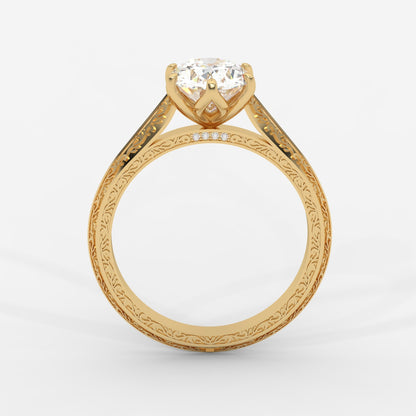 Ayesha Vintage Tulip Solitaire Ring - Oval