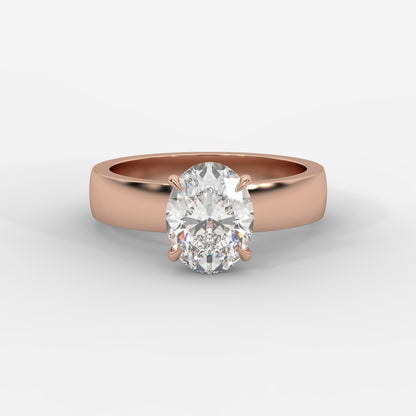 Amelia Cigar Band Solitaire Ring - Oval