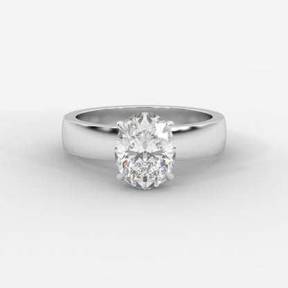 Amelia Cigar Band Solitaire Ring - Oval
