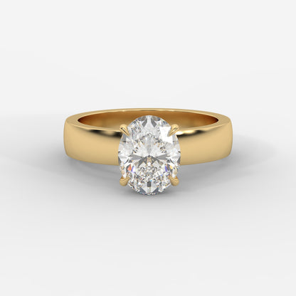 Amelia Cigar Band Solitaire Ring - Oval