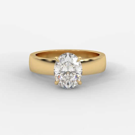 Amelia Cigar Band Solitaire Ring - Oval