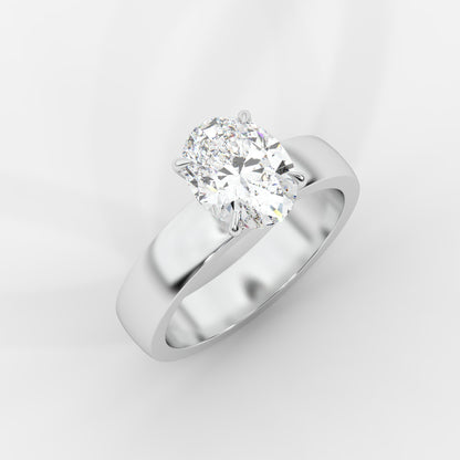 Amelia Cigar Band Solitaire Ring - Oval