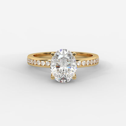 Lydia Channel-Set Solitaire Ring - Oval