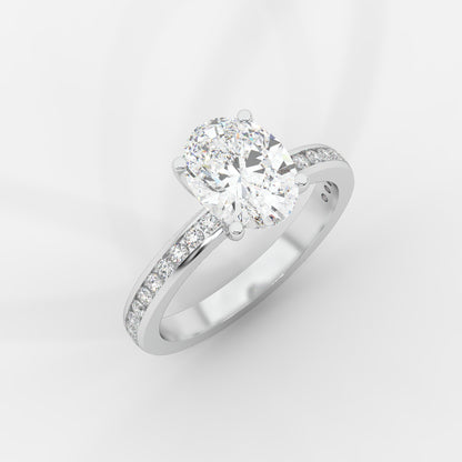 Lydia Channel-Set Solitaire Ring - Oval