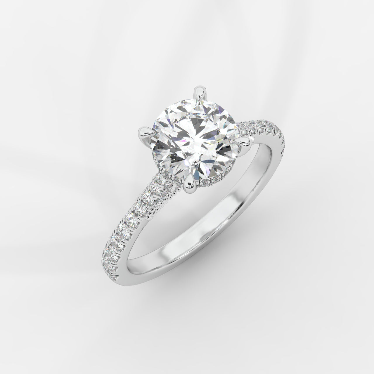 Elena Cathedral Hidden Halo Ring - Round