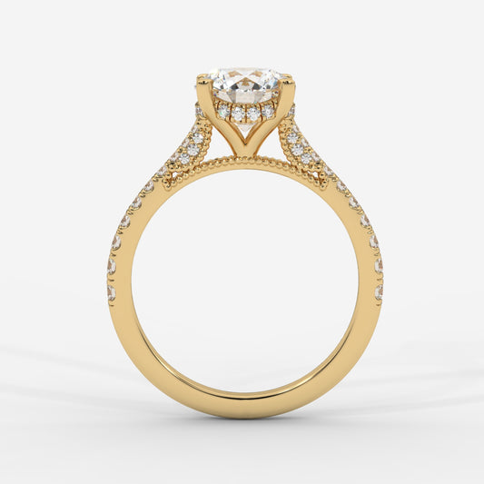 Elena Cathedral Hidden Halo Ring - Round