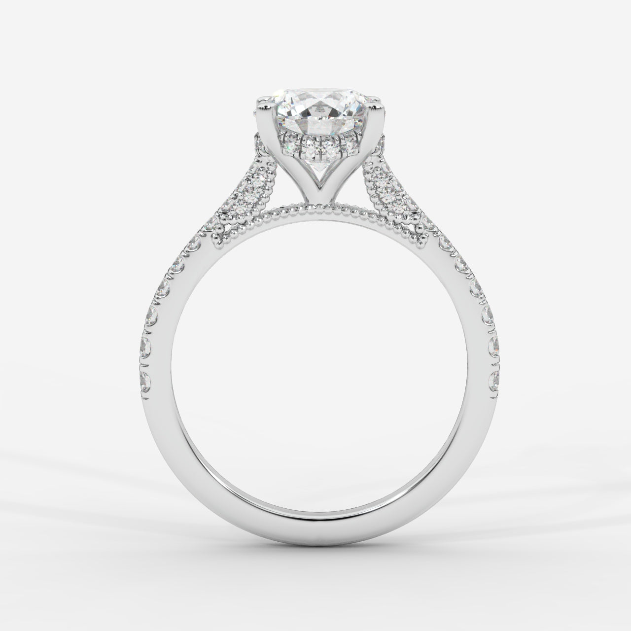 Elena Cathedral Hidden Halo Ring - Round