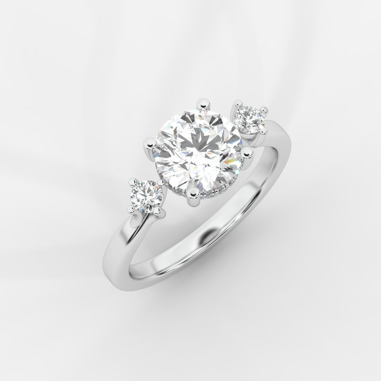 Nora Floating Three-Stone Ring - Round