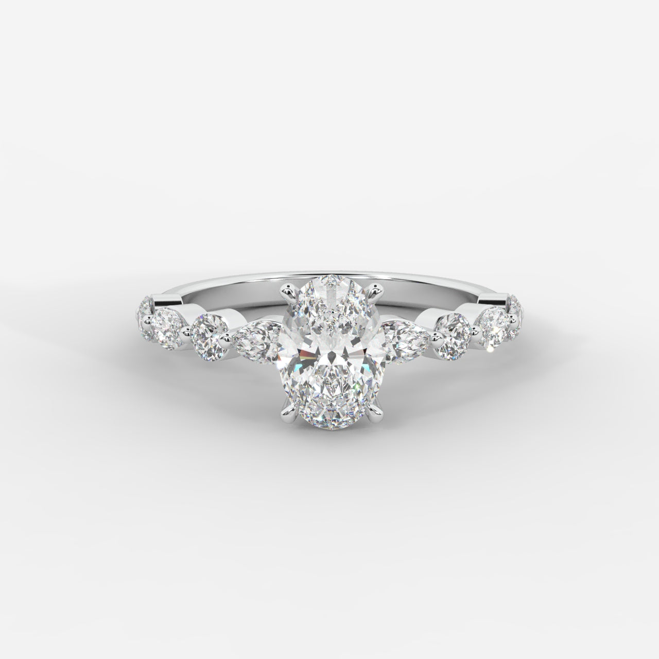 Nadia Diamond Petal Band Ring - Oval