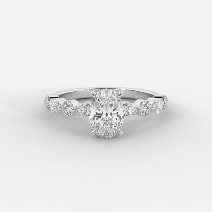 Nadia Diamond Petal Band Ring - Oval