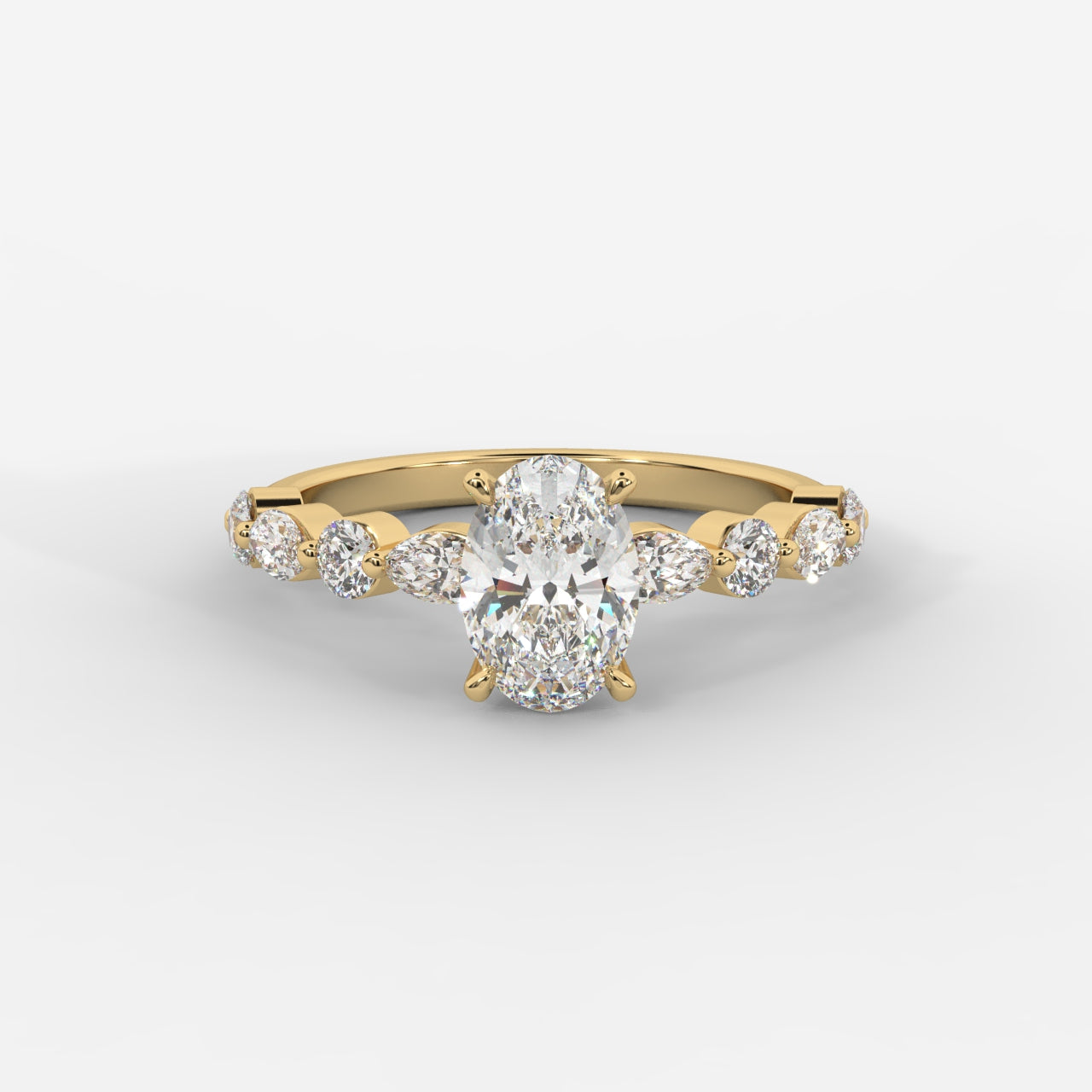 Nadia Diamond Petal Band Ring - Oval