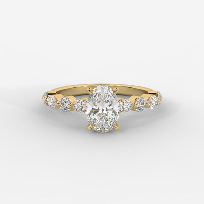 Nadia Diamond Petal Band Ring - Oval