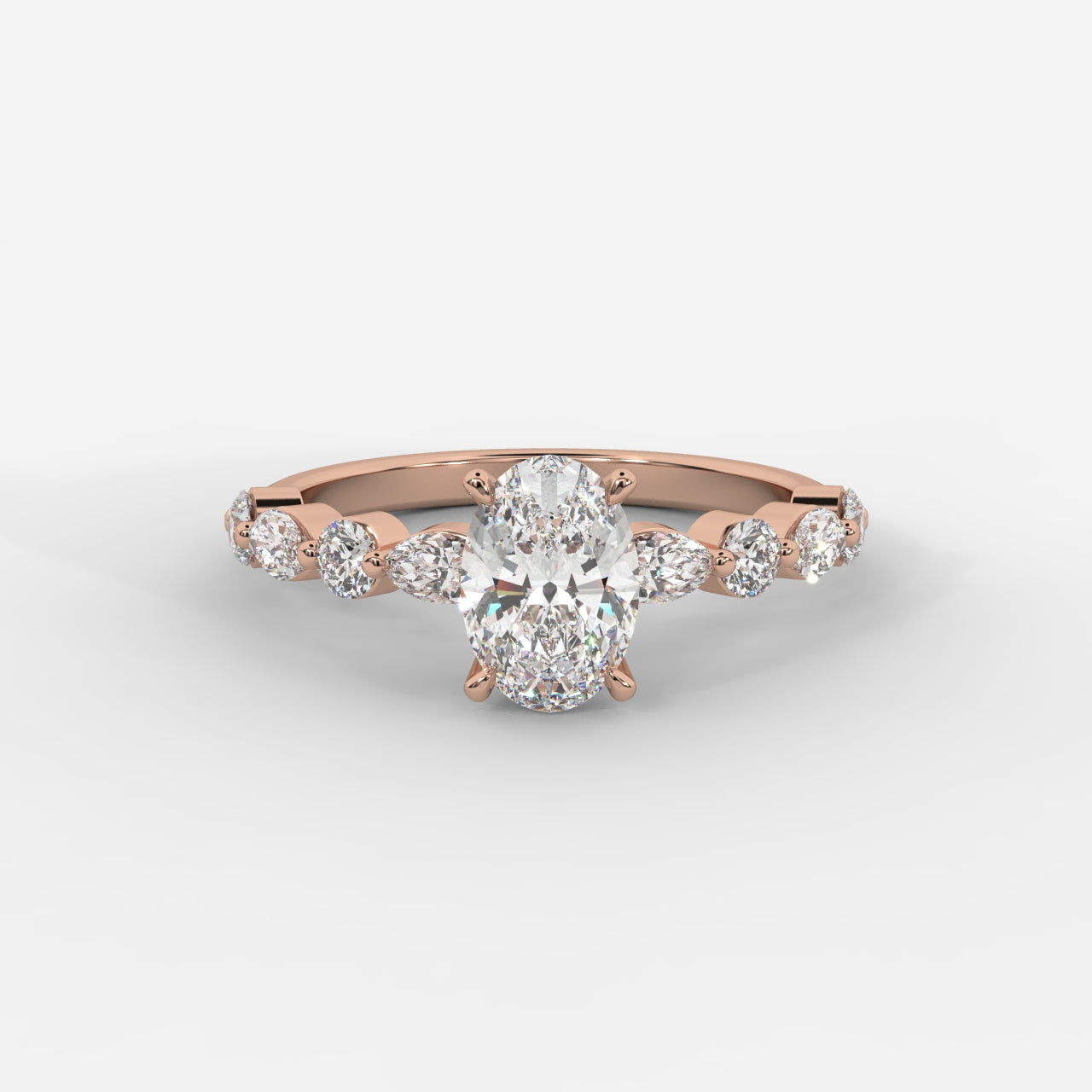 Nadia Diamond Petal Band Ring - Oval