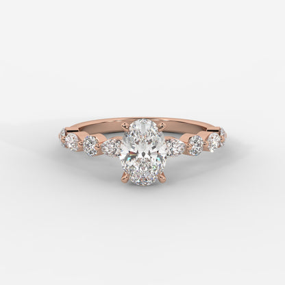 Nadia Diamond Petal Band Ring - Oval
