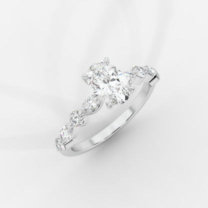 Nadia Diamond Petal Band Ring - Oval