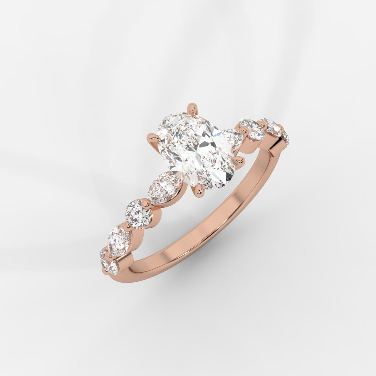 Nadia Diamond Petal Band Ring - Oval