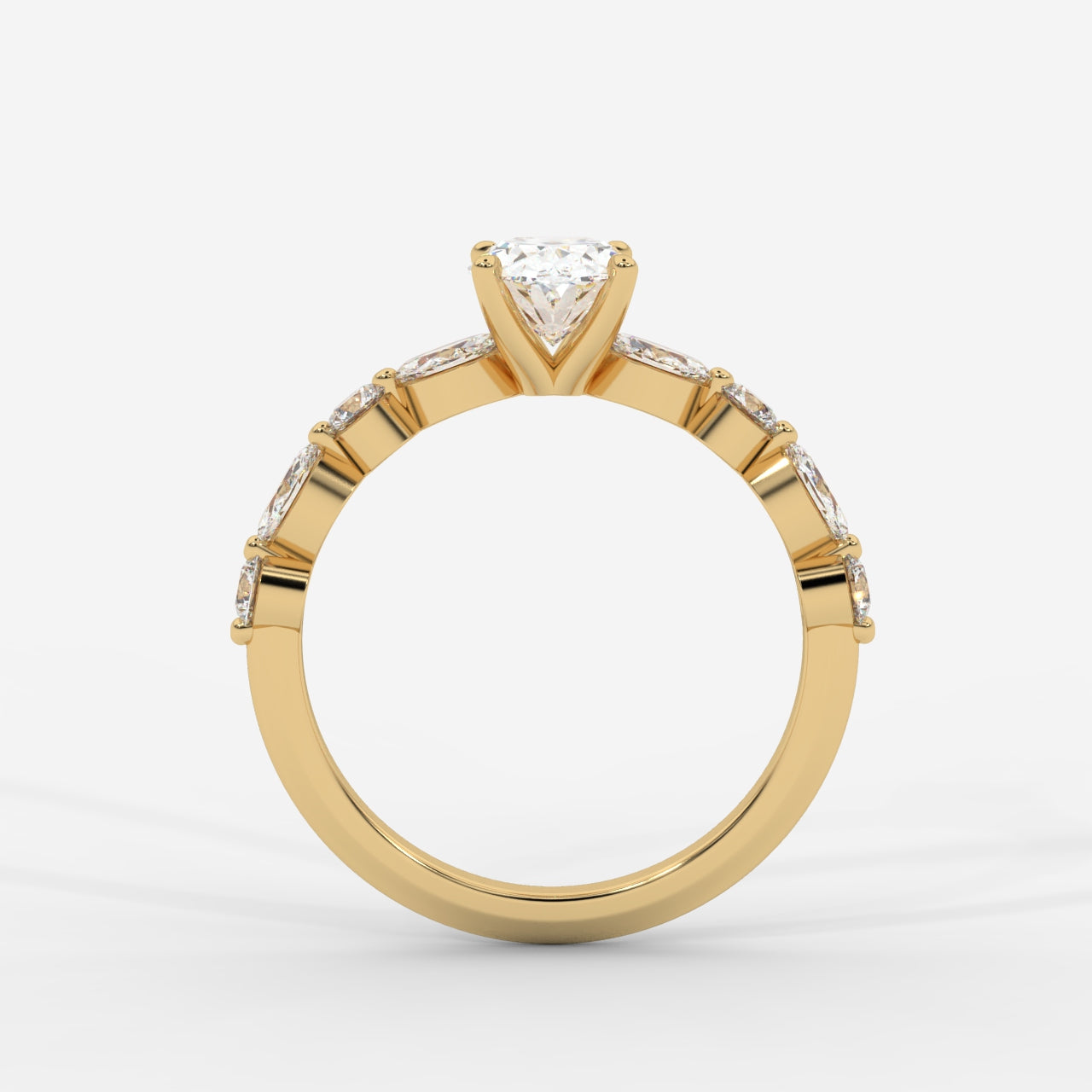 Nadia Diamond Petal Band Ring - Oval