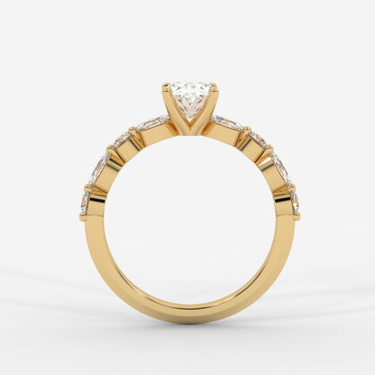 Nadia Diamond Petal Band Ring - Oval