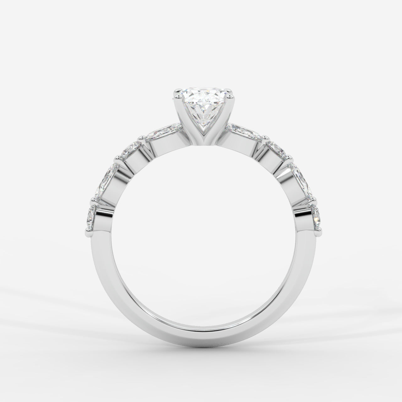 Nadia Diamond Petal Band Ring - Oval