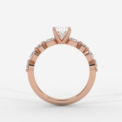 Nadia Diamond Petal Band Ring - Oval