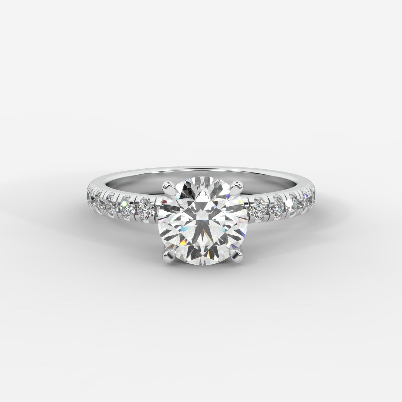 Juliette Brilliant Diamond Ring with Pavé Band - Round