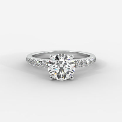 Juliette Brilliant Diamond Ring with Pavé Band - Round