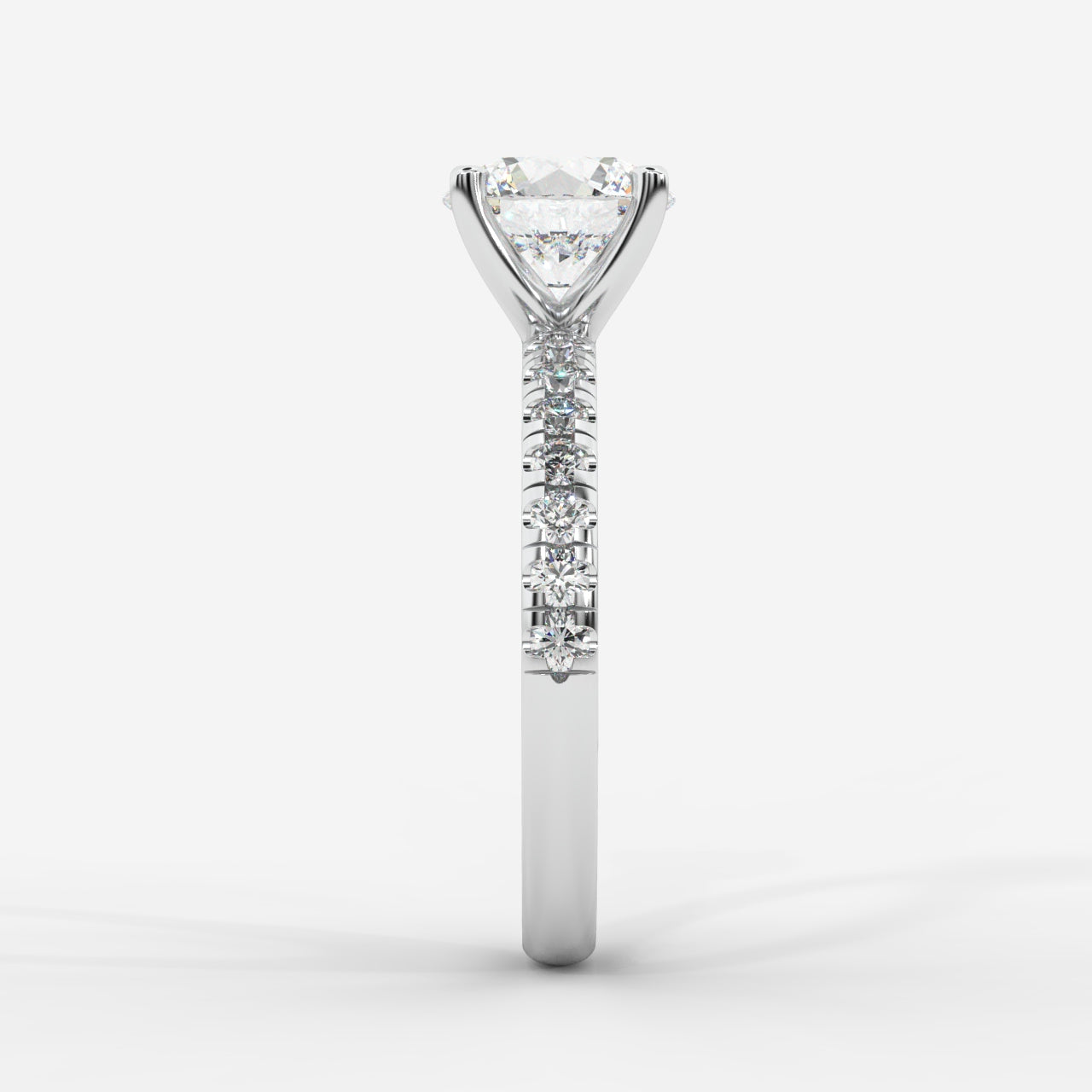 Juliette Brilliant Diamond Ring with Pavé Band - Round