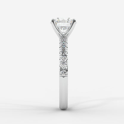 Juliette Brilliant Diamond Ring with Pavé Band - Round