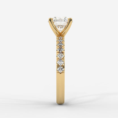Juliette Brilliant Diamond Ring with Pavé Band - Round