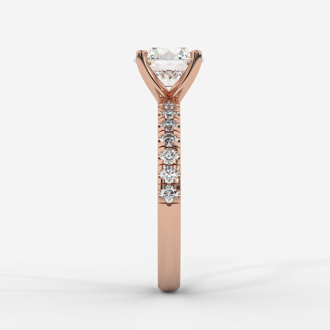 Juliette Brilliant Diamond Ring with Pavé Band - Round