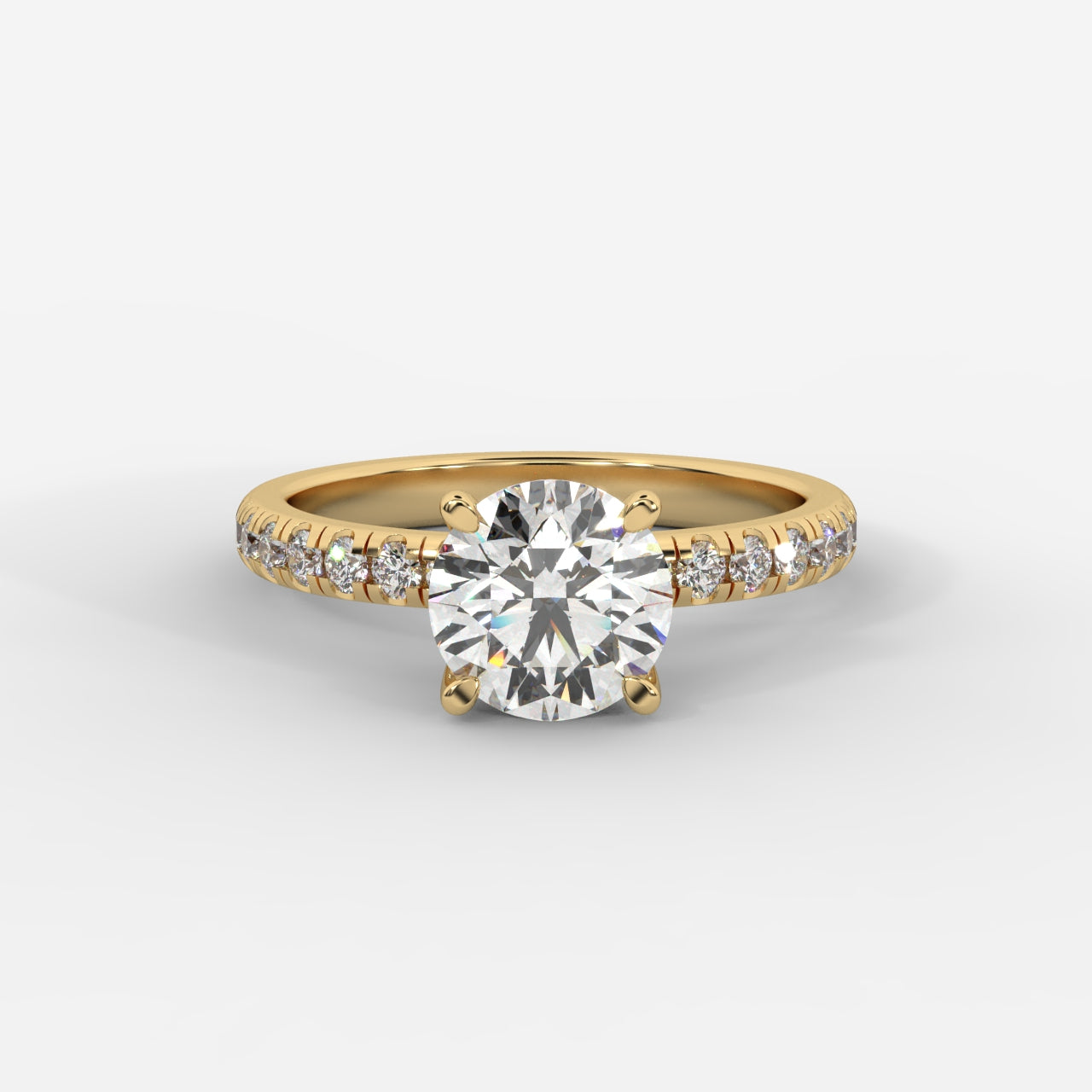 Juliette Brilliant Diamond Ring with Pavé Band - Round