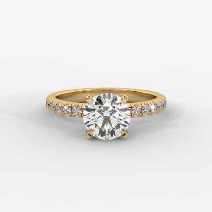 Juliette Brilliant Diamond Ring with Pavé Band - Round