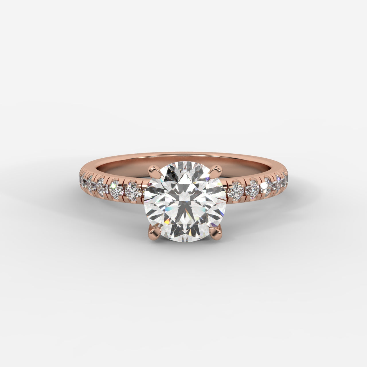 Juliette Brilliant Diamond Ring with Pavé Band - Round