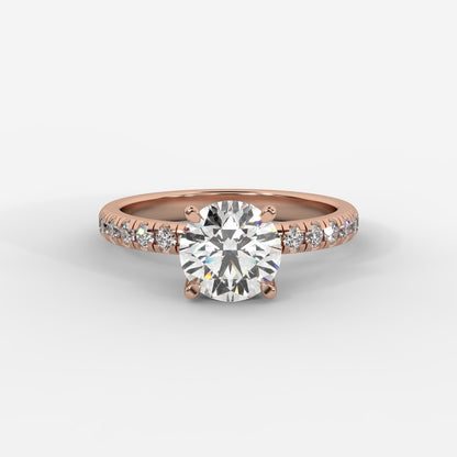 Juliette Brilliant Diamond Ring with Pavé Band - Round