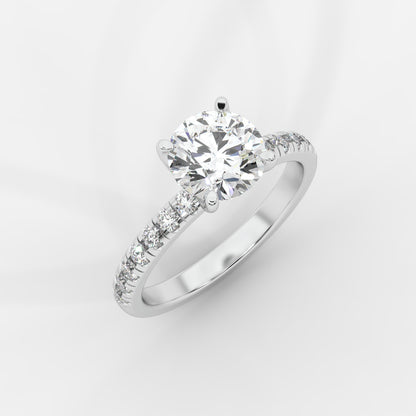 Juliette Brilliant Diamond Ring with Pavé Band - Round