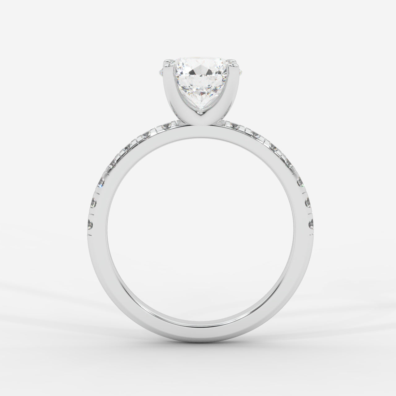 Juliette Brilliant Diamond Ring with Pavé Band - Round