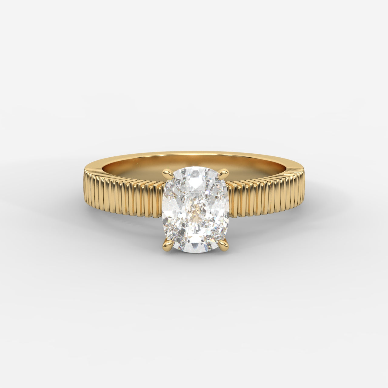 Laura Ribbed Solitaire Ring – Cushion