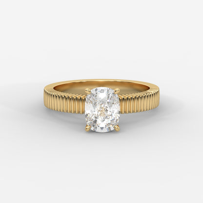 Laura Ribbed Solitaire Ring – Cushion