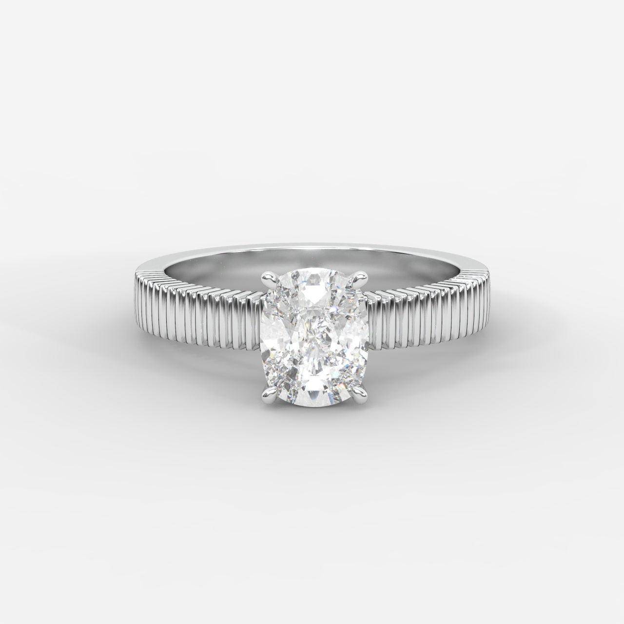 Laura Ribbed Solitaire Ring – Cushion