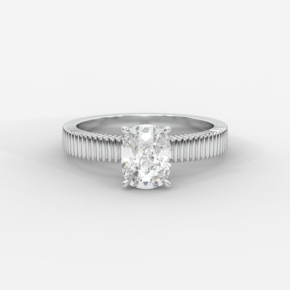 Laura Ribbed Solitaire Ring – Cushion
